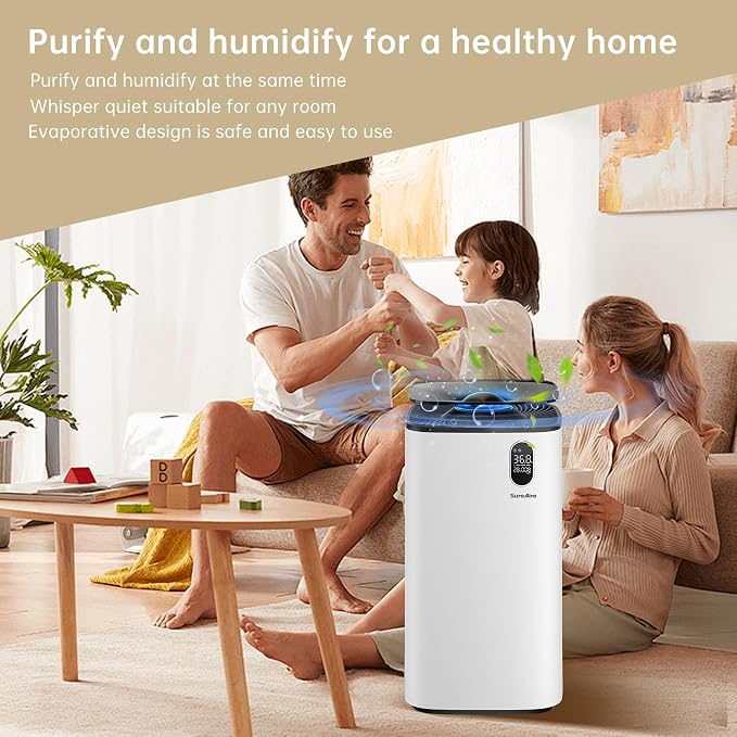 Air Humidifiers and Purifier for Bedroom - 6L Humidifier Air Purifier for Home Large Room, Effortless Refilling and Cleaning