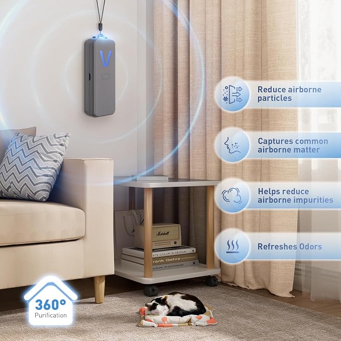 Air Ionizer, Negative Ion Air Purifier for Pet Homes and Small Spaces, Quiet Ozone Free Filterless Air Cleaner for Cat