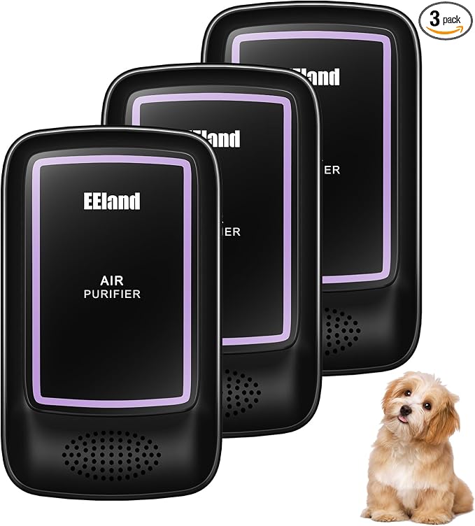 Air Ionizers for Home (3 Pack), Air Purifier Plug In, Portable Negative Ion Generator, Cat Litter Deodorizer, Ozone Free