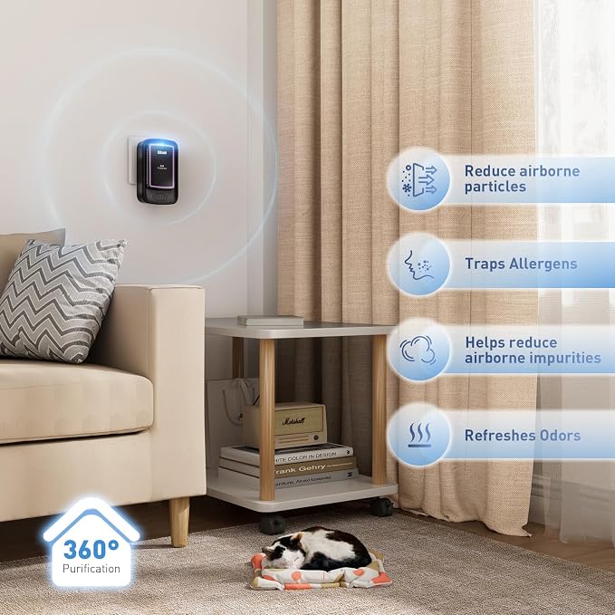 Air Ionizers for Home (3 Pack), Air Purifier Plug In, Portable Negative Ion Generator, Cat Litter Deodorizer, Ozone Free