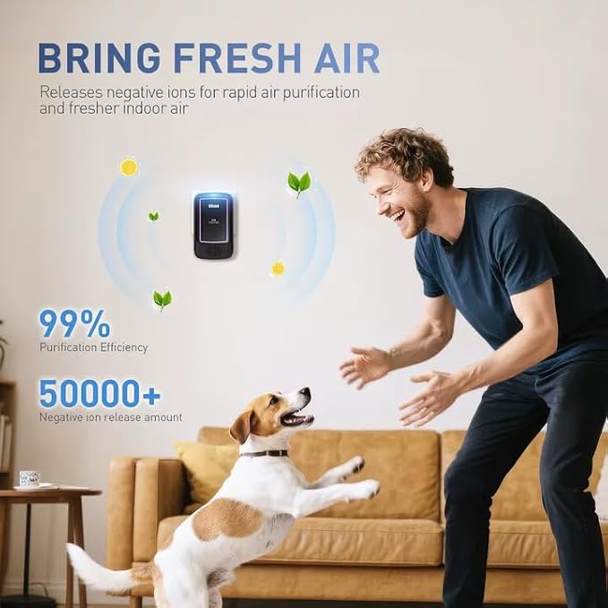 Air Ionizers for Home (3 Pack), Air Purifier Plug In, Portable Negative Ion Generator, Cat Litter Deodorizer, Ozone Free