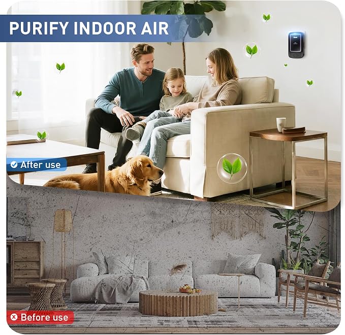Air Ionizers for Home (3 Pack), Air Purifier Plug In, Portable Negative Ion Generator, Cat Litter Deodorizer, Ozone Free