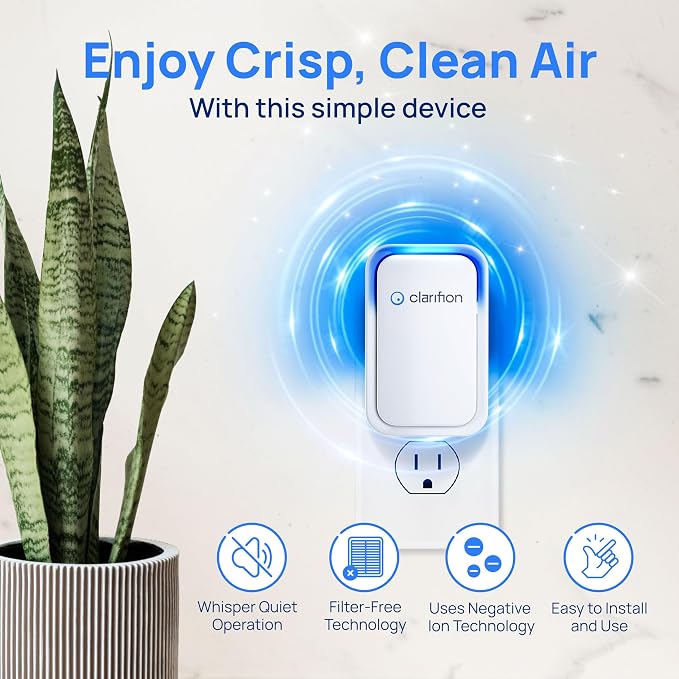 Air Ionizers for Home (3 Pack), Negative Ion Filtration System, Quiet Air Freshener for Bedroom, Office, Kitchen, Portable