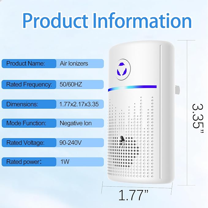 Air Ionizers for Home 4Pack,2026 Upgraded Plug-in Air Purifier with Negative Ion Technology, Odor Eliminator for Pet, Smoke