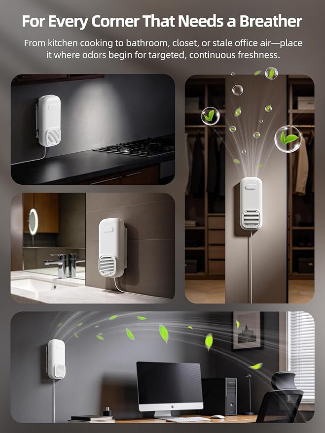 Air Ionizers for Home, Negative Ion with Nano & Fan-Powered, Triple Deodorize, Plug In Air Purifier for Cook, alternate view