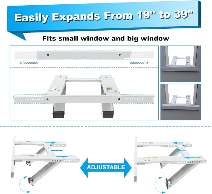 Window Air Conditioner Bracket, Drill-Less Window AC Support Heavy Duty, Easy Installation No Drilling Required, Up