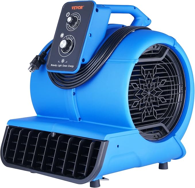 Air Mover, 1/2 HP 2600 CFM Carpet Dryer for Cooling and Ventilating, Portable Floor Blower Fan with 4 Blowing Angles and Time