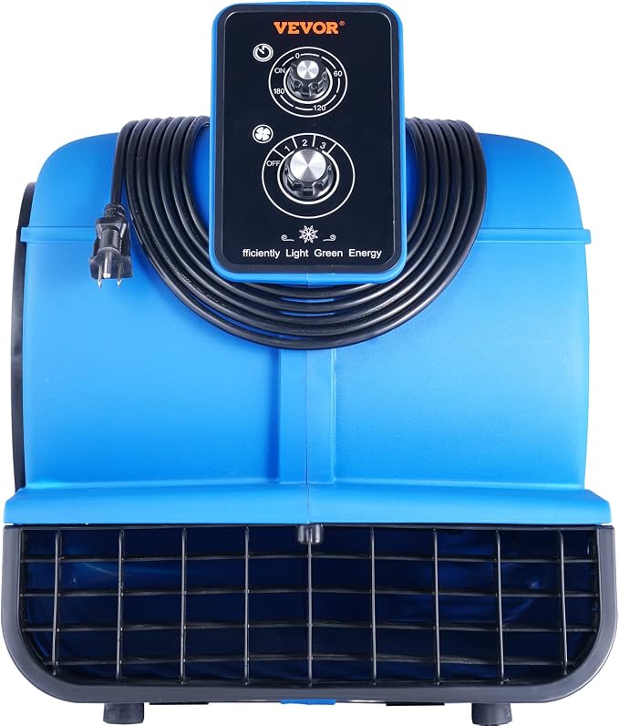 Air Mover, 1/2 HP 2600 CFM Carpet Dryer for Cooling and Ventilating, Portable Floor Blower Fan with 4 Blowing Angles and Time