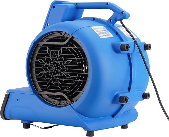 Air Mover, 1/2 HP 2600 CFM Carpet Dryer for Cooling and Ventilating, Portable Floor Blower Fan with 4 Blowing Angles and Time
