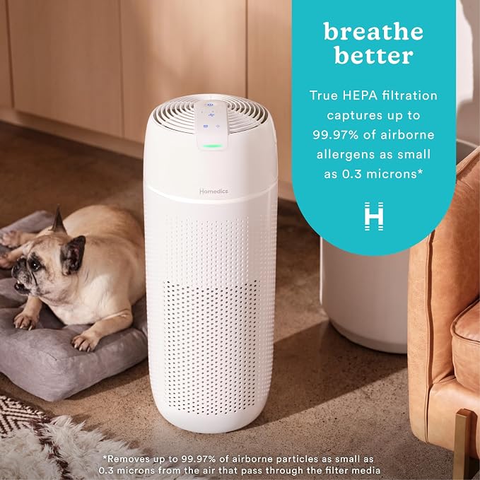 Air Purifier, 4-in-1 Tower for Extra Large Rooms up to 1,692 Square Feet, 99% HEPA-Type Filtration for Smoke, Allergens