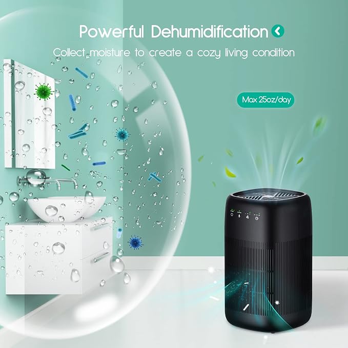 Air Purifier and Dehumidifier in 1, Air Purifier with Efficient Filter, Small Dehumidifier Combined with Air Cleaner