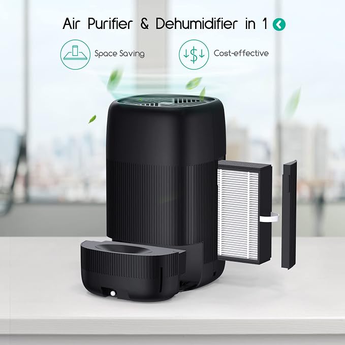 Air Purifier and Dehumidifier in 1, Air Purifier with Efficient Filter, Small Dehumidifier Combined with Air Cleaner