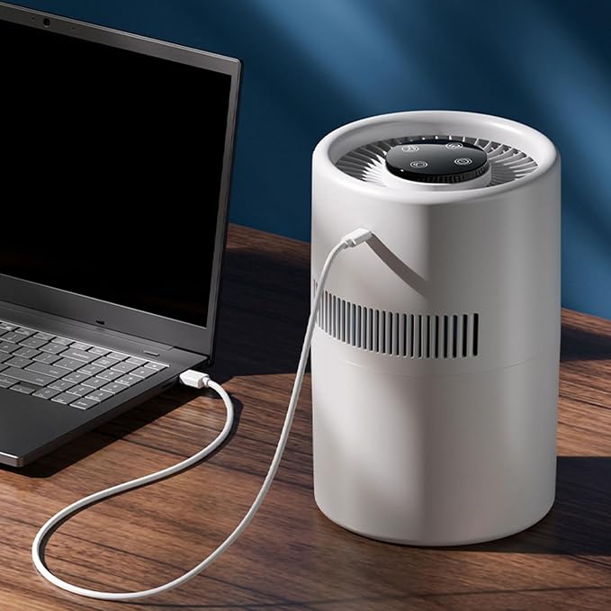 Air Purifier and Humidifier, 2 in 1 5W 4L Water Tank Quiet Evaporative Humidifier and Air Purifier Combo for Office Bedroom