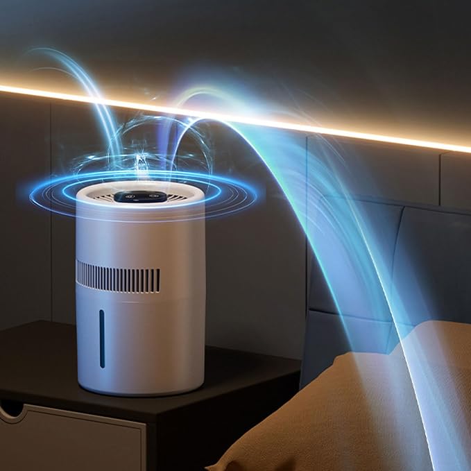 Air Purifier and Humidifier, 2 in 1 5W 4L Water Tank Quiet Evaporative Humidifier and Air Purifier Combo for Office Bedroom
