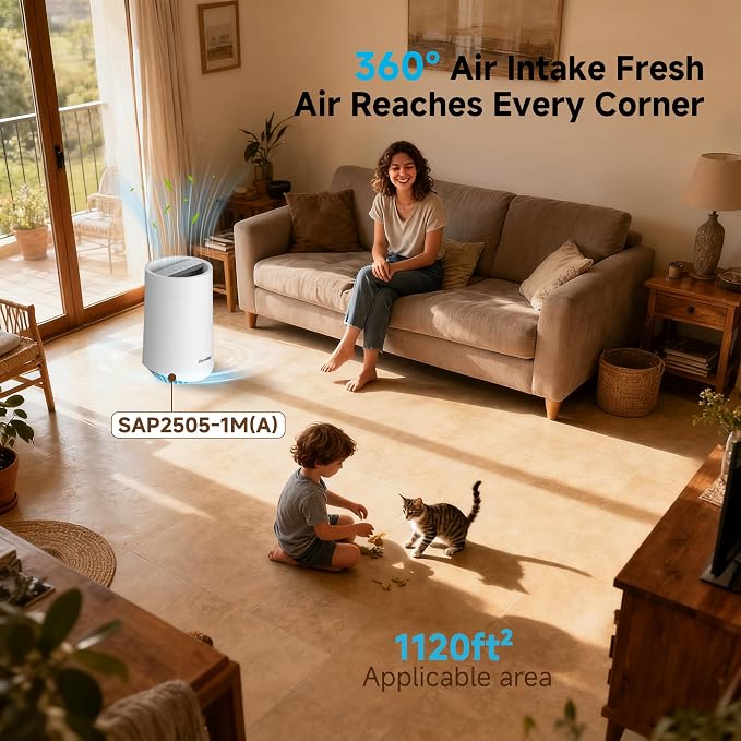Air Purifier Durable H13 HEPA Filtration Air purifiers with 360°Air Intake,Suitable for Pet Households, Offices, Dormitories