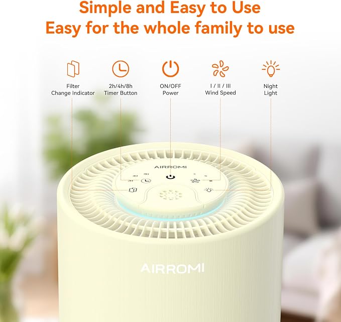 Air Purifier for Bedroom with HEPA Fet Filters, Pet Air Purifiers for Home Cat Pee Smell, Covers Up to 990Ft2, alternate