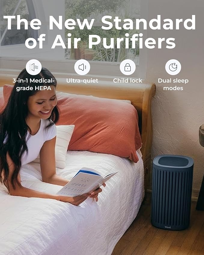Air Purifier for Home - 3-In-1 Filtration for Dust, Smoke, & More - True HEPA Filter, Activated Carbon, & Pre-Filter