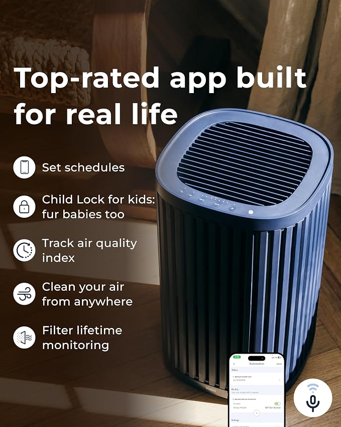 Air Purifier for Home - 3-In-1 Filtration for Dust, Smoke, & More - True HEPA Filter, Activated Carbon, & Pre-Filter