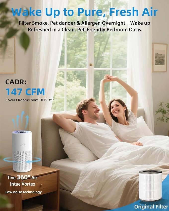 Air Purifier for Home Bedroom up to 1015 ft2, Allergies Pet Hair, 3-in-1 Filter with hepa Air Purifier, alternate product