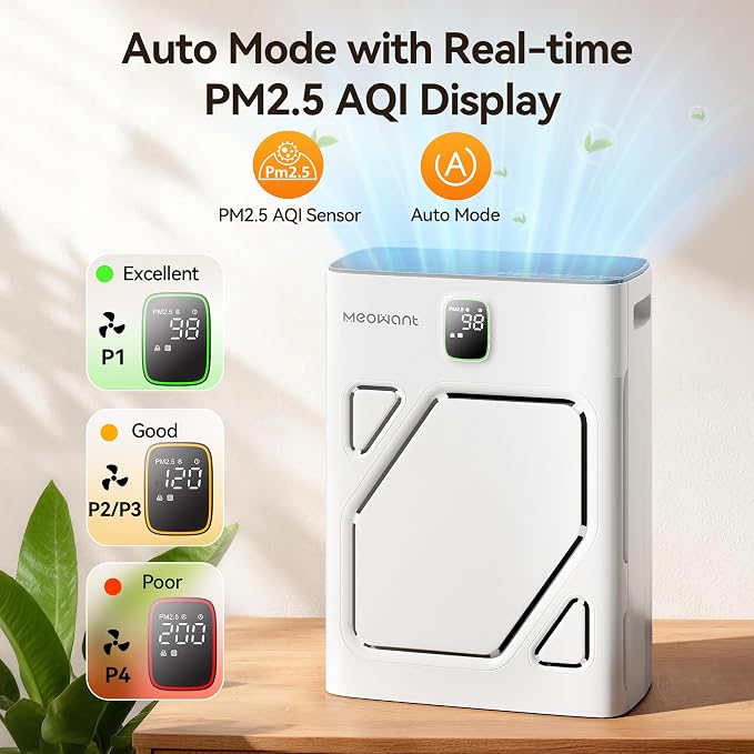 Air Purifier for Home Large Room 2600ft2, H13 HEPA Filter, Double Air Intake, PM2.5 Air Quality Display, Auto Mode, alternate