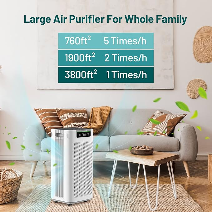 Air Purifier for Home Large Room 3800 ft2, APP & Alexa, Ture HEPA Activated Carbon Air Filter, alternate product view 2