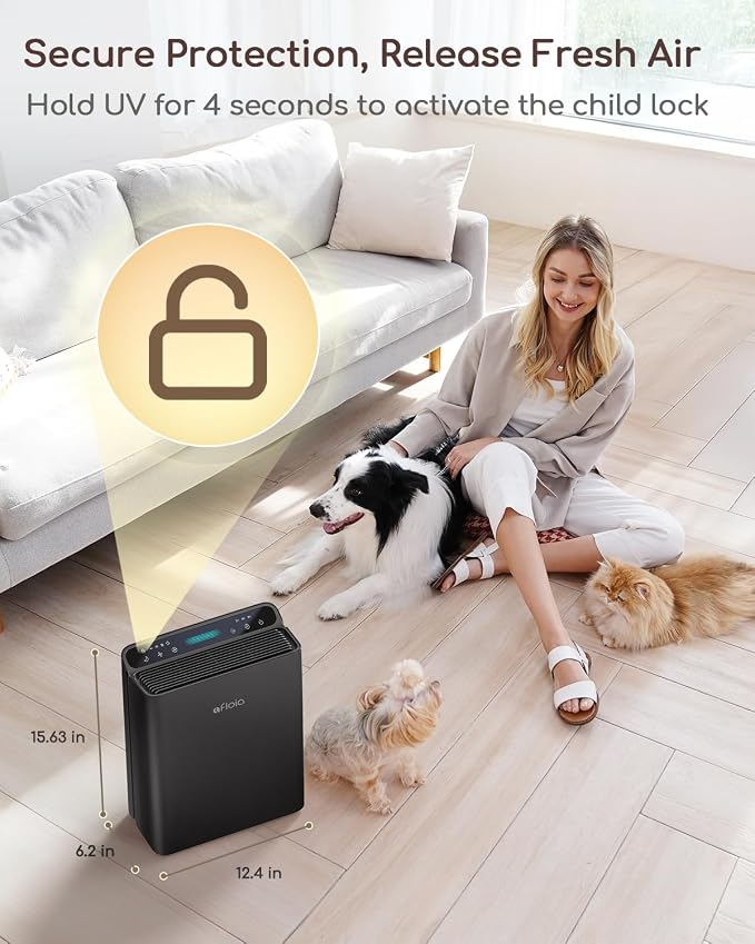 Air Purifier for Home Large Room Bedroom Up to 2000Ft2 with PM2.5 Air Quality Monitor Smart Auto Mode, Washable Pre Filter