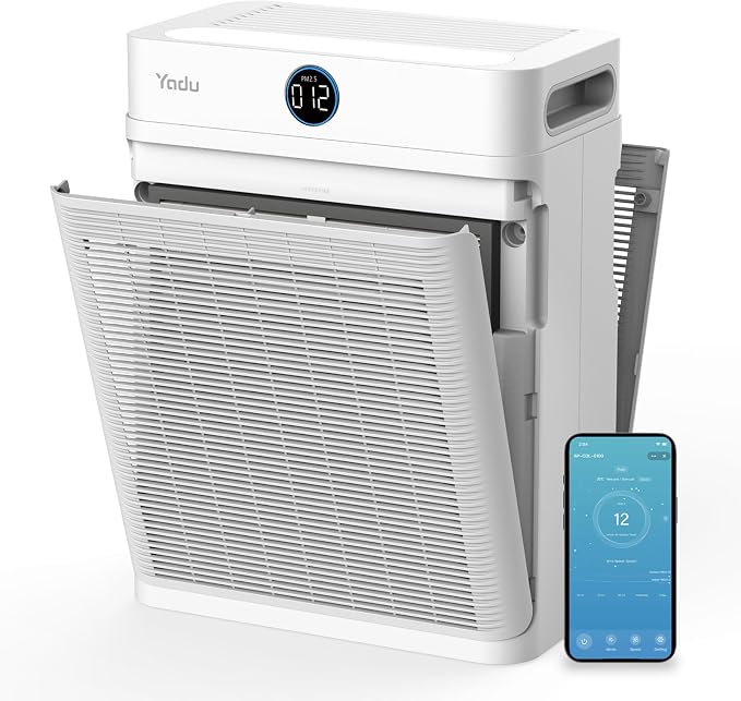 Air Purifier for Large Rooms up to 2,540 sq ft, Dual Intake, H13 True HEPA Filter, WiFi Control & Air Sensor, 20dB Quiet for