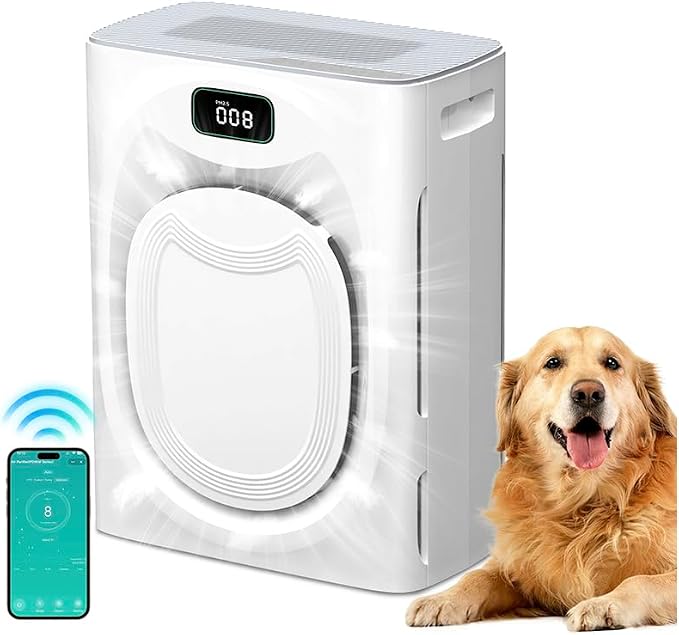 Air Purifier for Pets Home - Covers 2400sq.ft Large Room, with Washable Filter & PM2.5 Display, Air Cleaner for Bedroom