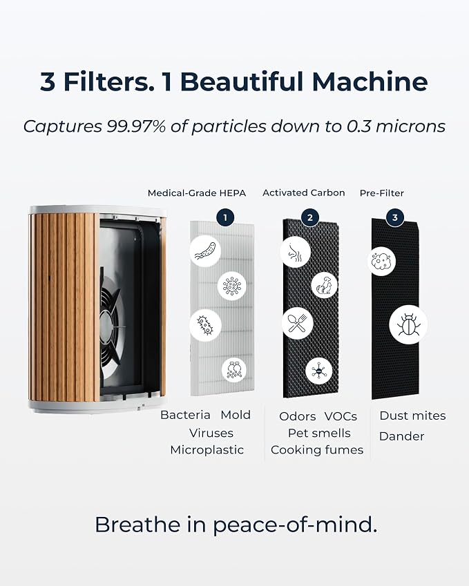 Air Purifier Max for Home - 3-In-1 Filtration for Dust, Smoke, & More - True HEPA Filter, Activated Carbon, &, alternate view