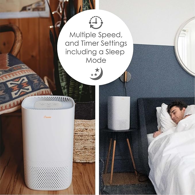 Air Purifier with True HEPA Filter, UV Light, 250 Sq Feet Coverage, Timer Function, Sleep Mode, Washable Particle Filter