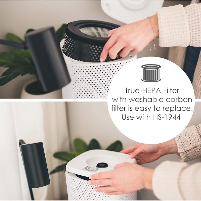 Air Purifier with True HEPA Filter, UV Light, 250 Sq Feet Coverage, Timer Function, Sleep Mode, Washable Particle Filter