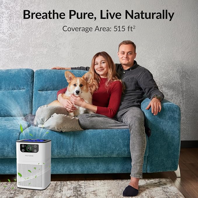 Air Purifiers for Bedroom Home, FETIONS Air Cleaner with Fragrance Sponge Sleep Mode 3-in-1 Filtration System, alternate