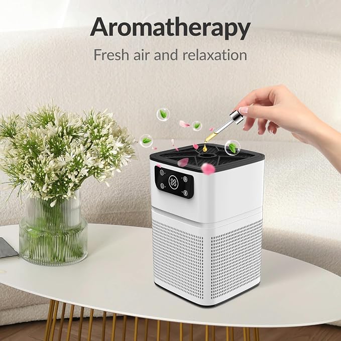 Air Purifiers for Bedroom Home, FETIONS Air Cleaner with Fragrance Sponge Sleep Mode 3-in-1 Filtration System, alternate