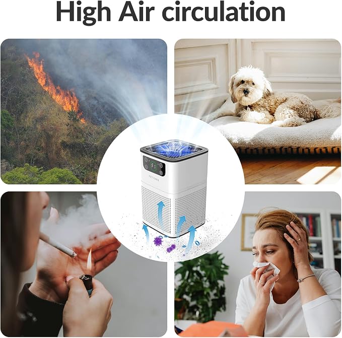 Air Purifiers for Bedroom Home, FETIONS Air Cleaner with Fragrance Sponge Sleep Mode 3-in-1 Filtration System, alternate