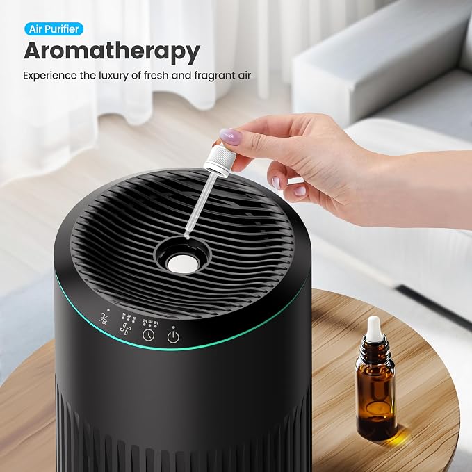 Air Purifiers for Bedroom Home for Smoke Pet Dander Odors, Air Purifier with Sleep Mode Small Air Purifier with Fragrance