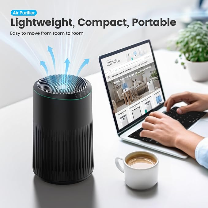 Air Purifiers for Bedroom Home for Smoke Pet Dander Odors, Air Purifier with Sleep Mode Small Air Purifier with Fragrance