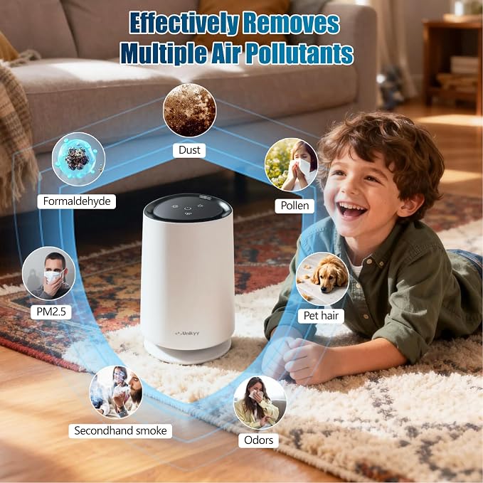 Air Purifiers for Bedroom,Home,Office,Dorm, HEPA Air Filter Super Quiet with LED Night Light,USB,for Smoke Pollen Pets Dust