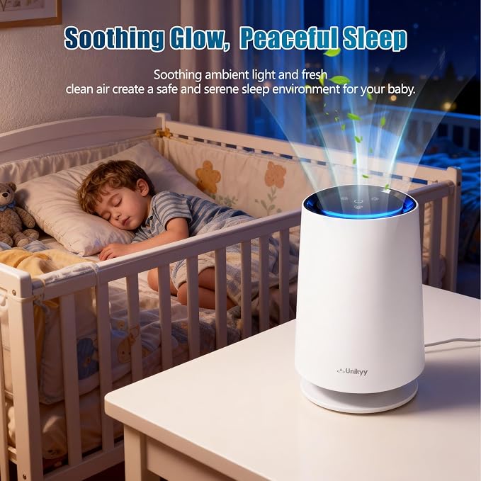 Air Purifiers for Bedroom,Home,Office,Dorm, HEPA Air Filter Super Quiet with LED Night Light,USB,for Smoke Pollen Pets Dust