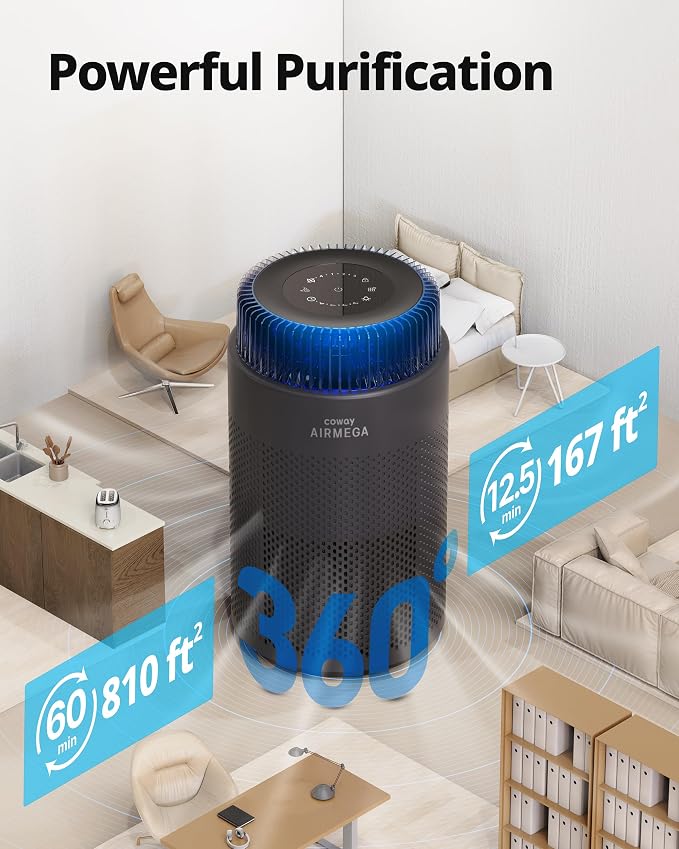 Air Purifiers for Bedroom Home up to 810 ft2, HEPA Filter for Smoke, Allergies, Pet Dander, Odor, AQI Monitor, Auto&Sleep