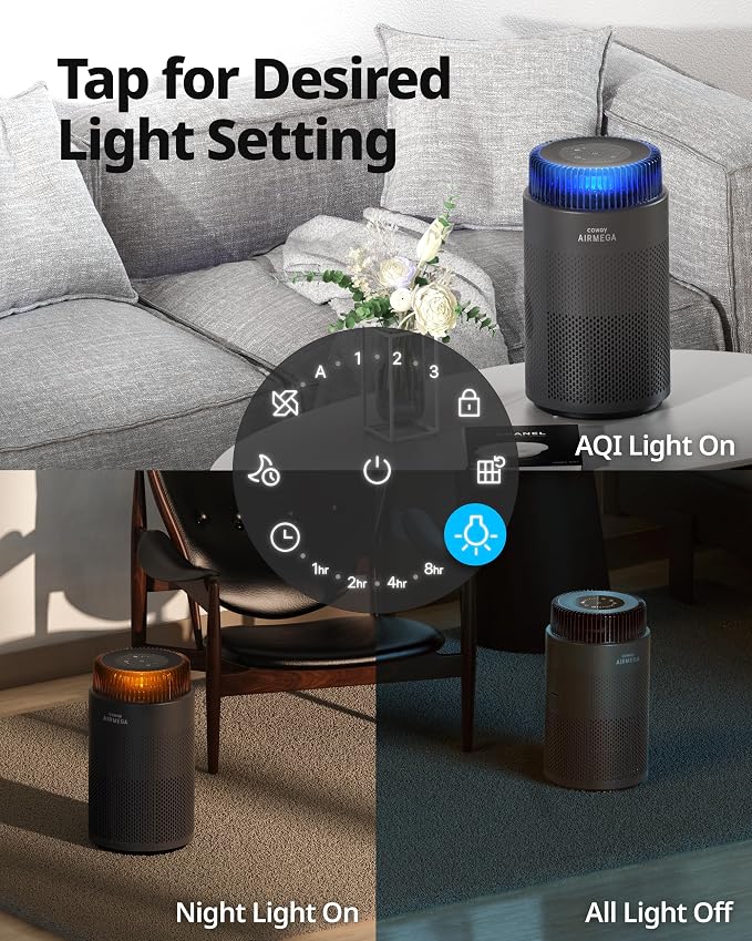 Air Purifiers for Bedroom Home up to 810 ft2, HEPA Filter for Smoke, Allergies, Pet Dander, Odor, AQI Monitor, Auto&Sleep