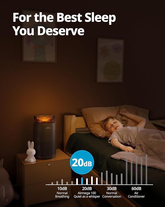 Air Purifiers for Bedroom Home up to 810 ft2, HEPA Filter for Smoke, Allergies, Pet Dander, Odor, AQI Monitor, Auto&Sleep