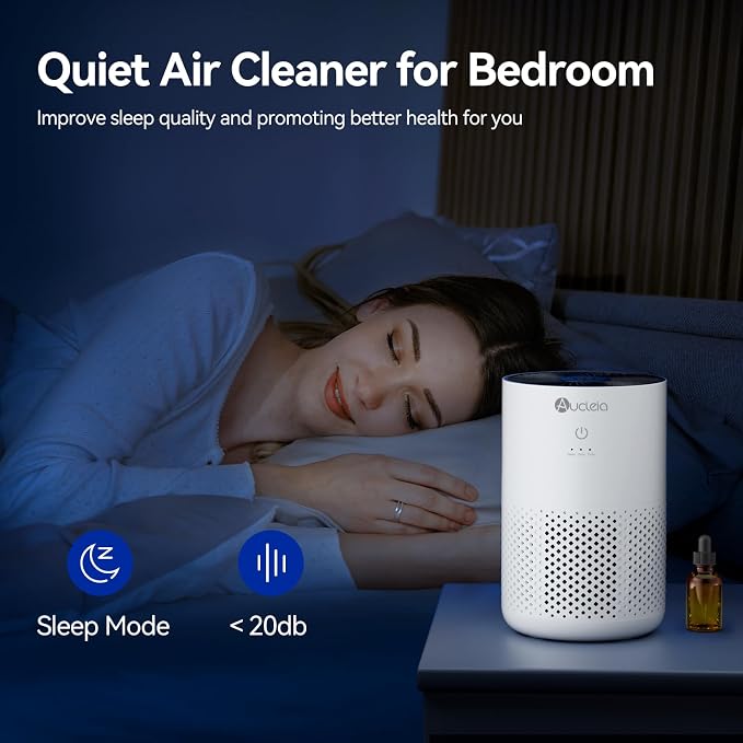 Air Purifiers for Bedroom Home with H13 True HEPA Filter, 20dB Quiet Air Cleaner for Pets Hair Dander Odor, Smoke Dust