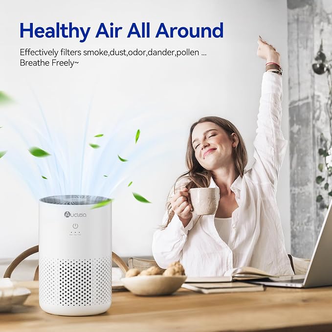 Air Purifiers for Bedroom Home with H13 True HEPA Filter, 20dB Quiet Air Cleaner for Pets Hair Dander Odor, Smoke Dust
