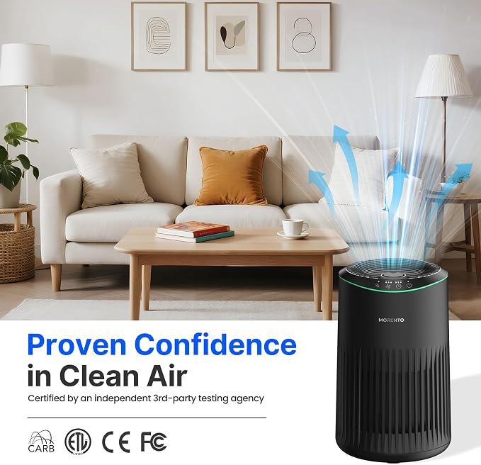 Air Purifiers for Bedroom Home with Sleep Mode for Smoke Pet Dander Odors, Small Air Purifier with Fragrance Sponge, Blue