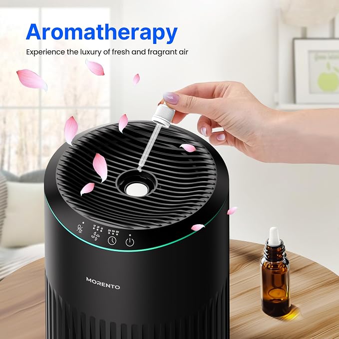 Air Purifiers for Bedroom Home with Sleep Mode for Smoke Pet Dander Odors, Small Air Purifier with Fragrance Sponge, Blue