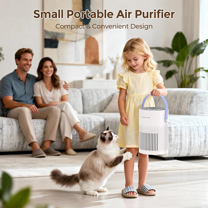 Air Purifiers for Bedroom, Pet Hair Air Purifier, Max 650 ft2, 3-in-1 Filter, H13 HEPA Air Filter, 20dB Quiet Sleep Mode