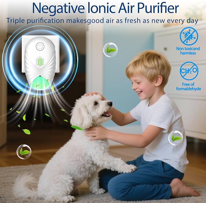 Air Purifiers for Home (4-Pack),Plug-in Air Purifier with Negative Ion Technology, Quiet Odor Eliminator for Smoke, Pets