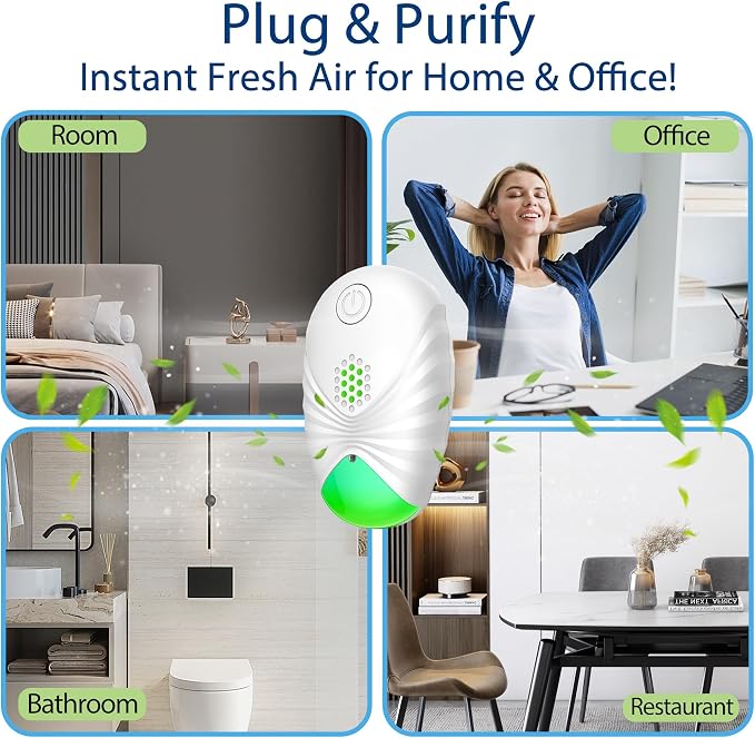 Air Purifiers for Home (4-Pack),Plug-in Air Purifier with Negative Ion Technology, Quiet Odor Eliminator for Smoke, Pets