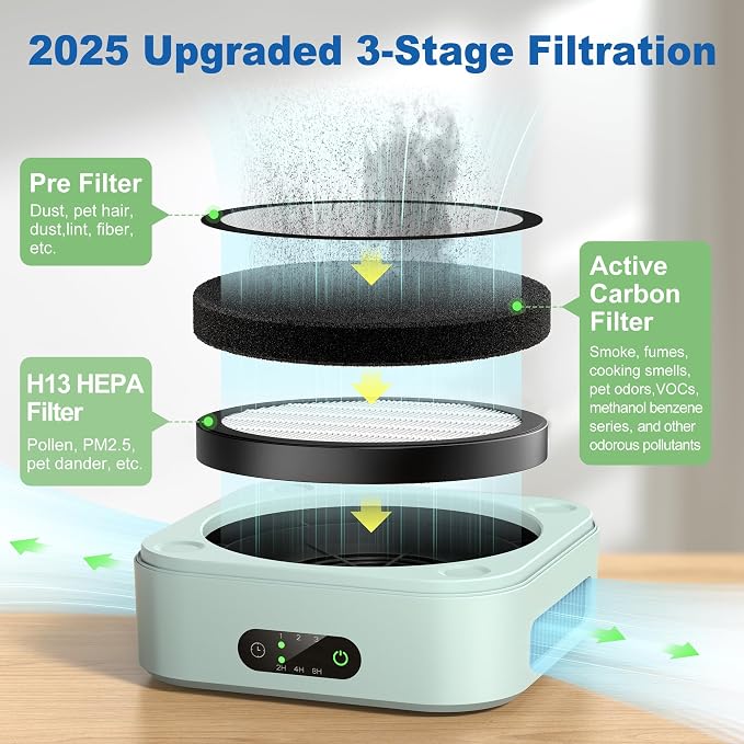 Air Purifiers for Home 600 Sq.Ft, TDBYWAE H13 True HEPA Air Purifier with USB Cable for Pets Dust Dander Pollen Odor Smoke