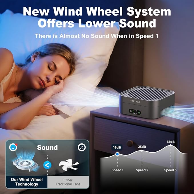 Air Purifiers for Home 600 Sq.Ft, TDBYWAE H13 True HEPA Air Purifier with USB Cable for Pets Dust Dander Pollen Odor Smoke
